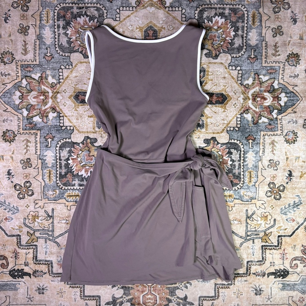 YPB Abercrombie studioFLEX Workout Dress Brown Wrap Front Tie Mini Medium Yoga
